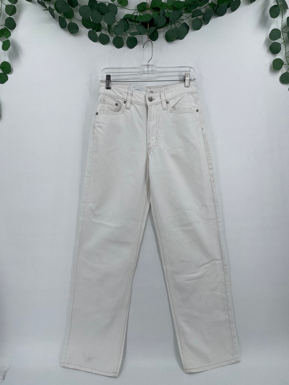 &Denim H&M NWT White Low Waist Baggy Wide Leg Womans Jeans Size 2